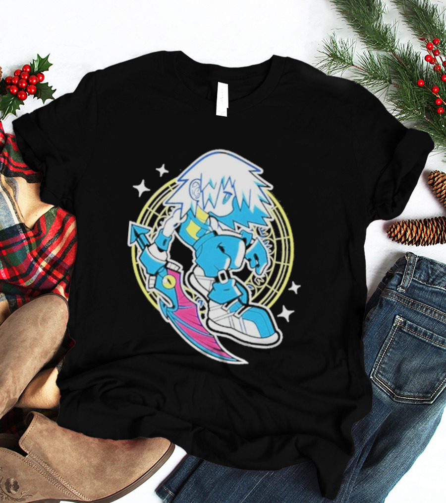 Riku Anime Cartoon Character With Sword And Stars In Pastel T-Shirt