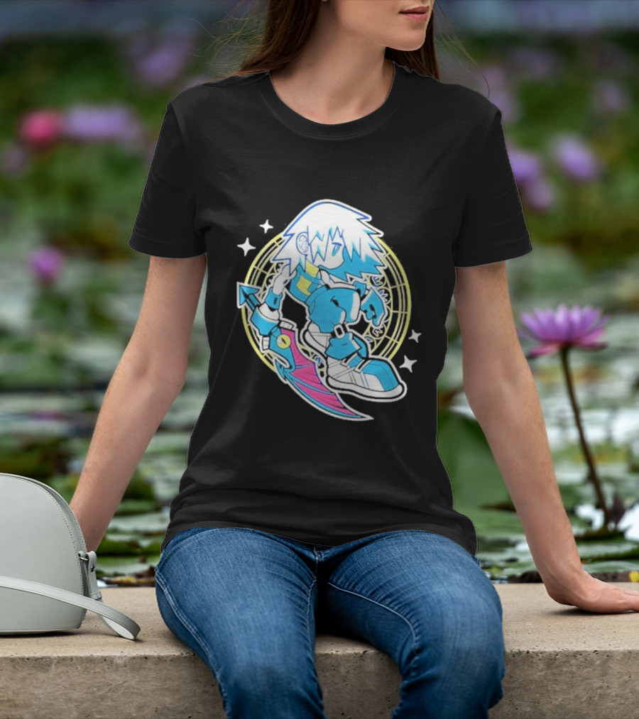 Riku Anime Cartoon Character With Sword And Stars In Pastel T-Shirt