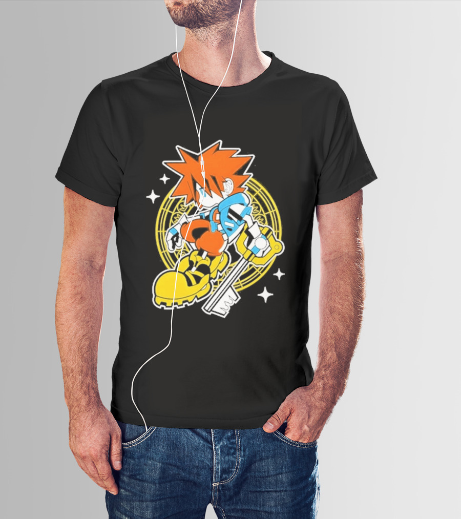 Sora Keyblade Cartoon Character With Bold Colors And Magic Circle T-Shirt
