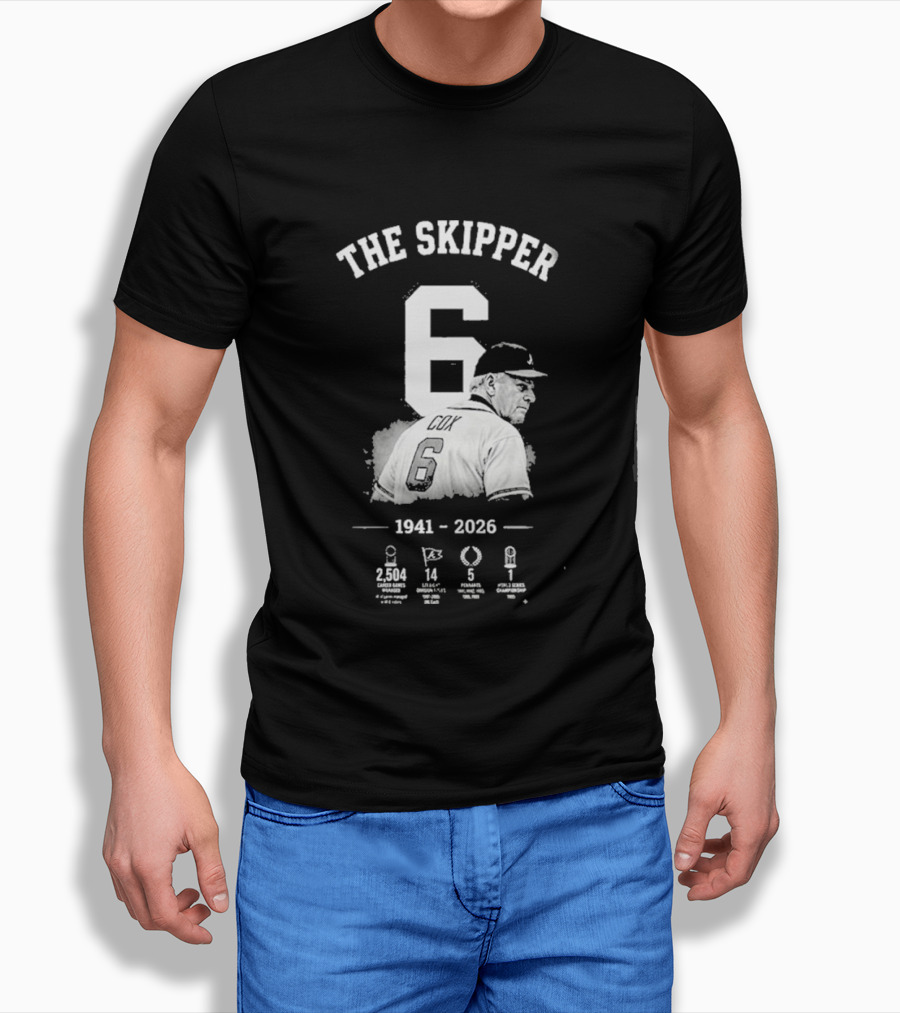 The Skipper 1941 2026 Number 6 Legendary Braves Manager T-Shirt