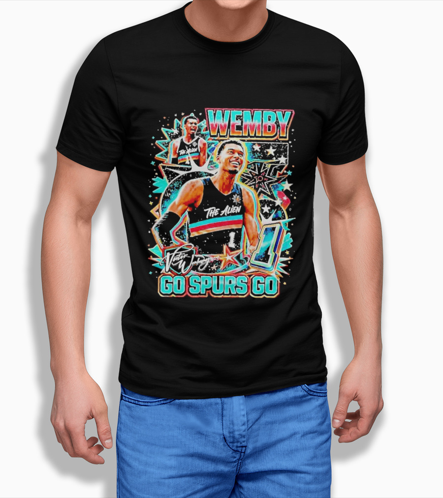 Wemby The Alien Go Spurs Go 90s Bootleg Retro Stars Number One T-Shirt