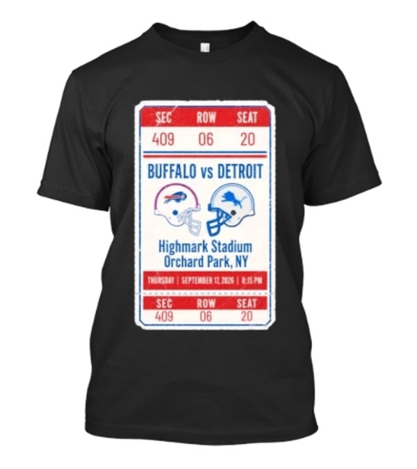Buffalo Vs Detroit Highmark Stadium Orchard Park NY September 12 2026 Football Match Helmets T-Shirt
