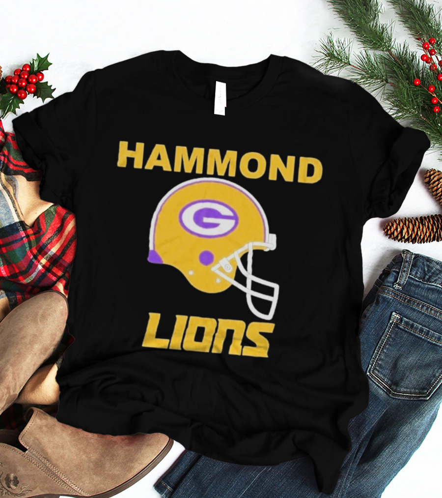 Hammond Lions Yellow Football Helmet Team Spirit T-Shirt