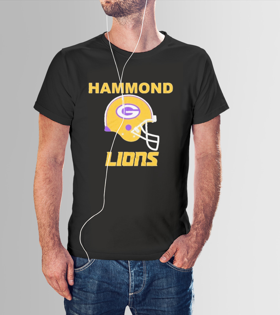 Hammond Lions Yellow Football Helmet Team Spirit T-Shirt