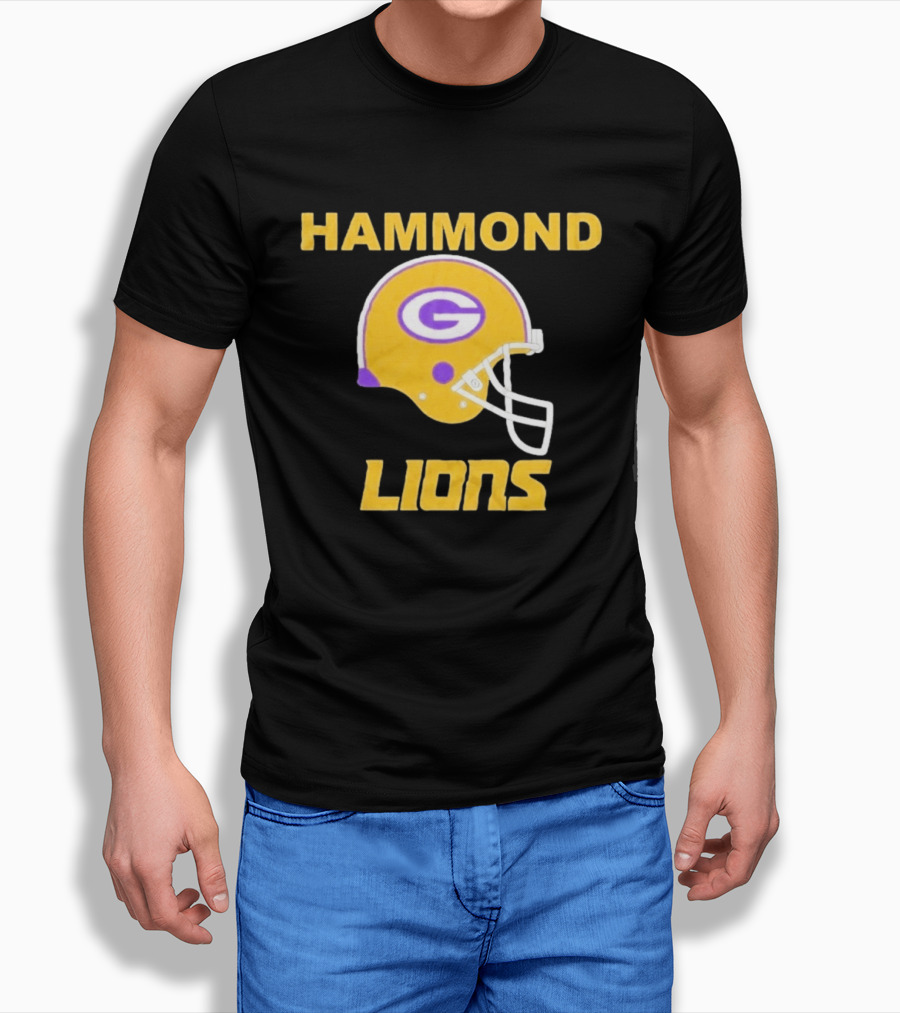 Hammond Lions Yellow Football Helmet Team Spirit T-Shirt