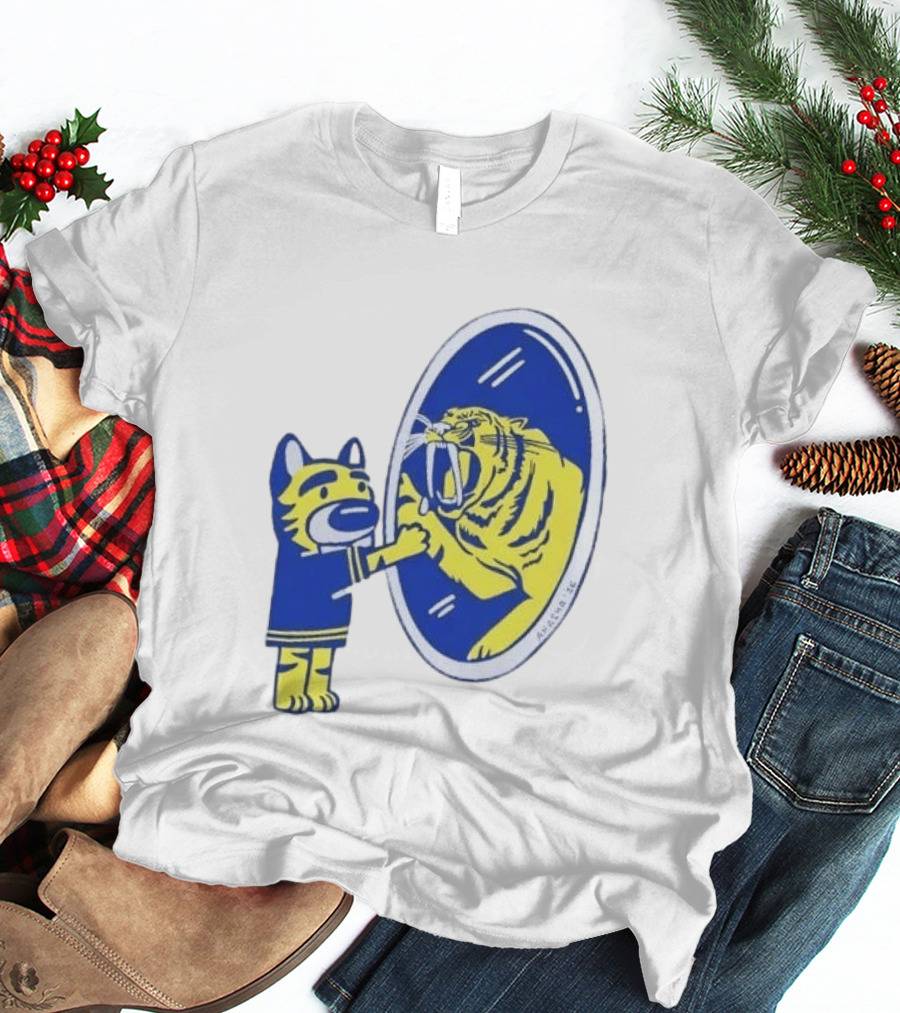 Buffalo Sabres Saber Tooth Tiger Mirror Reflection Comic T-Shirt