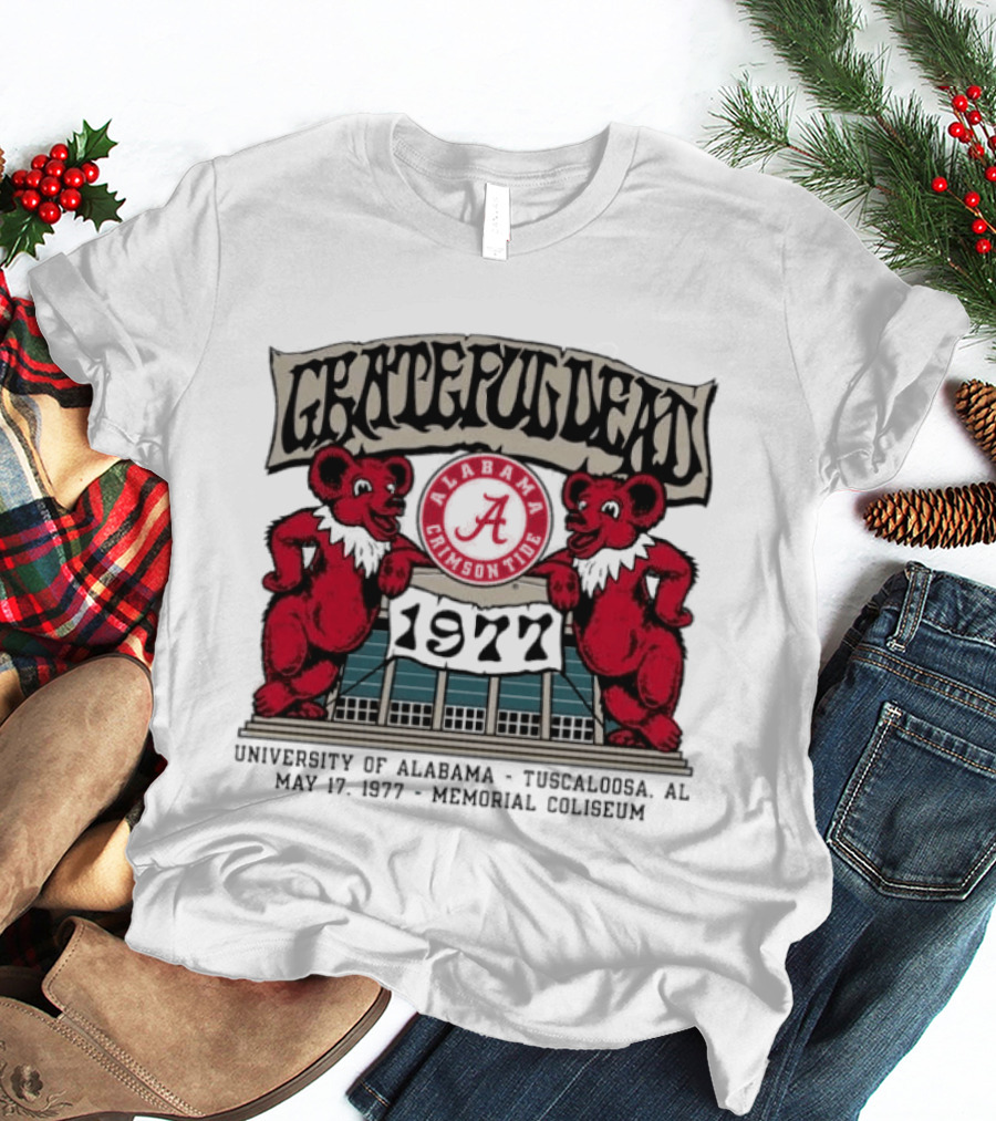 Grateful Dead Alabama Crimson Tide 1977 Memorial Coliseum Tuscaloosa Bears T-Shirt