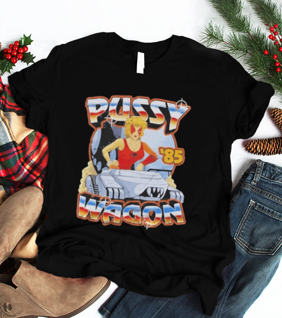 Pussy Wagon 85 Retro Car Girl Tank Cartoon T-Shirt
