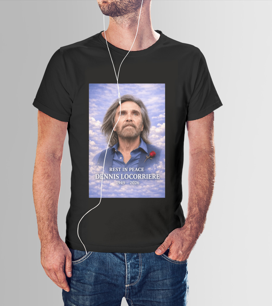 Rest In Peace Dennis Locorriere 1949 2026 Memorial Tribute With Rose And Clouds T-Shirt