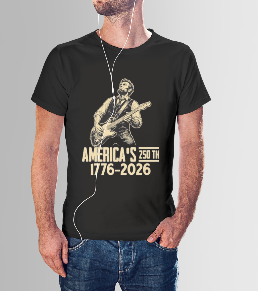 Abraham Lincoln Rocks Guitar America's 250th 1776 2026 T-Shirt