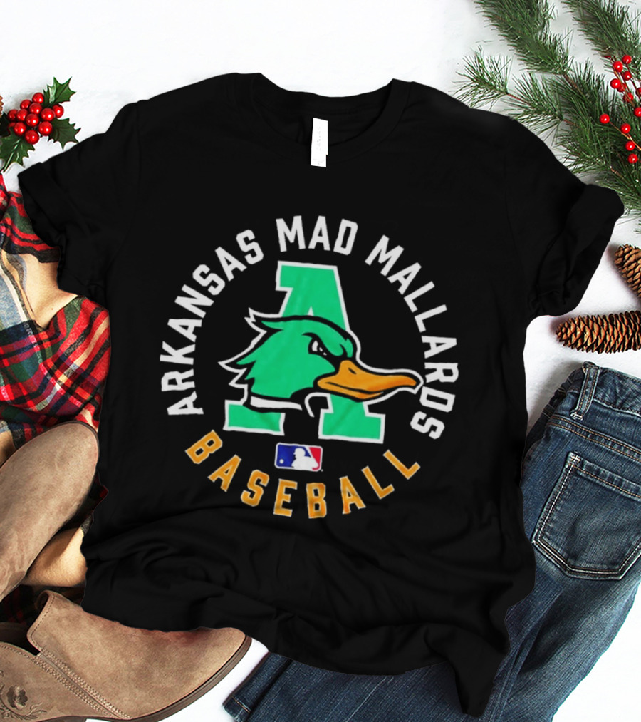 Arkansas Mad Mallards Baseball Team Logo With Iconic Duck And MLB T-Shirt