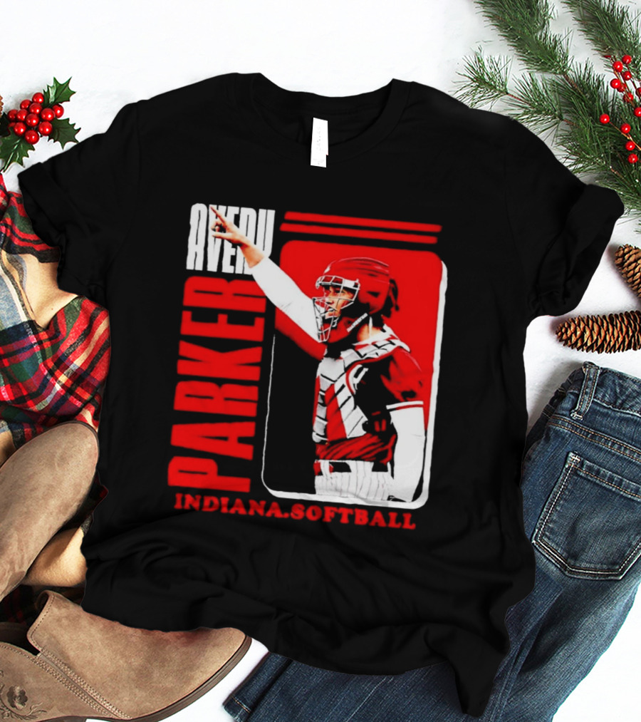 Avery Parker Indiana Softball Catcher Player Red And White Uniform T-Shirt
