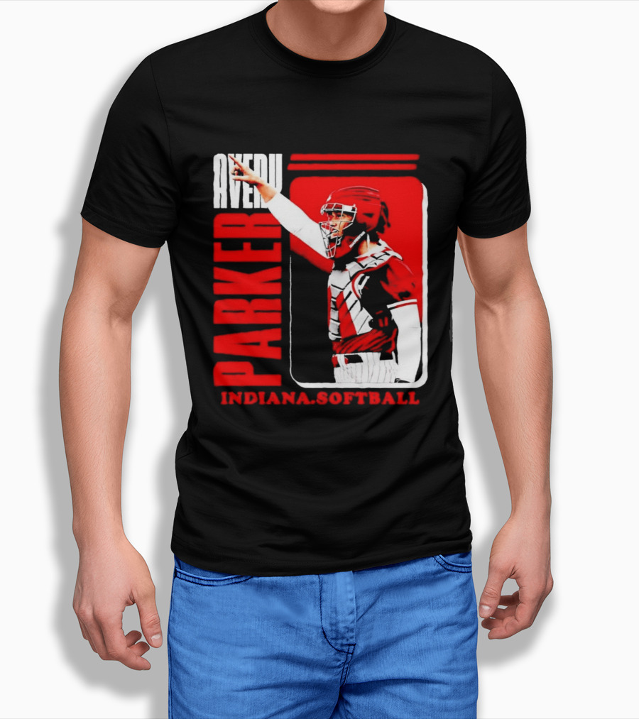 Avery Parker Indiana Softball Catcher Player Red And White Uniform T-Shirt