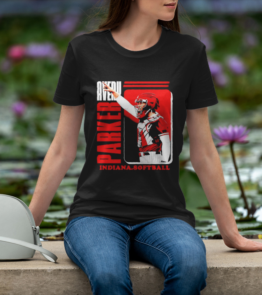 Avery Parker Indiana Softball Catcher Player Red And White Uniform T-Shirt