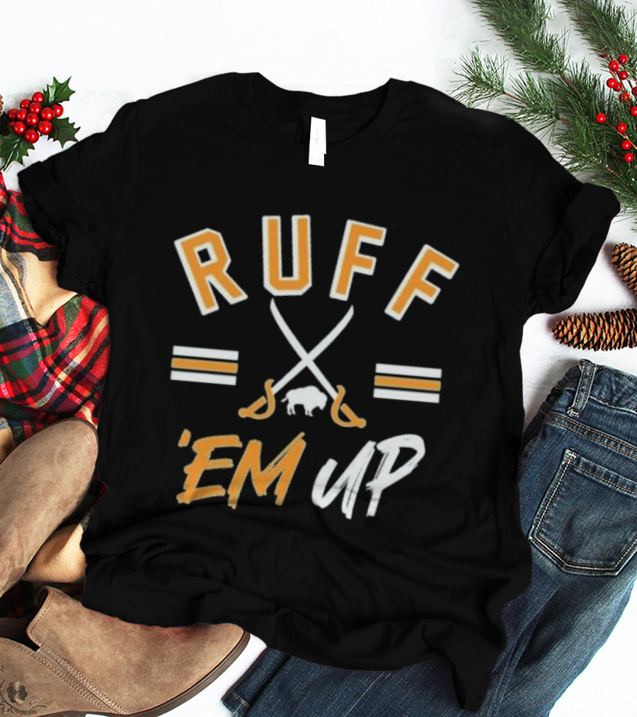 Buffalo Sabres Ruff 'Em Up Hockey Sticks And Buffalo T-Shirt