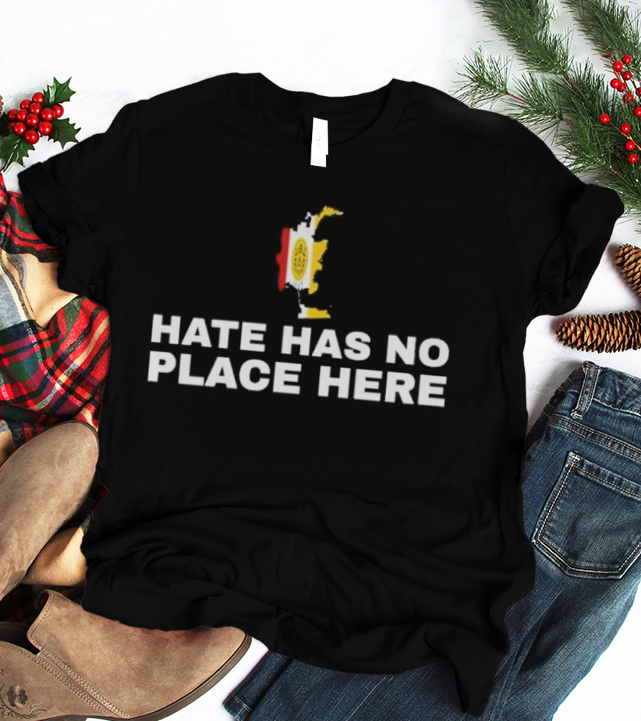Hate Has No Place Here Multicolor Paintbrush Stroke Motif T-Shirt