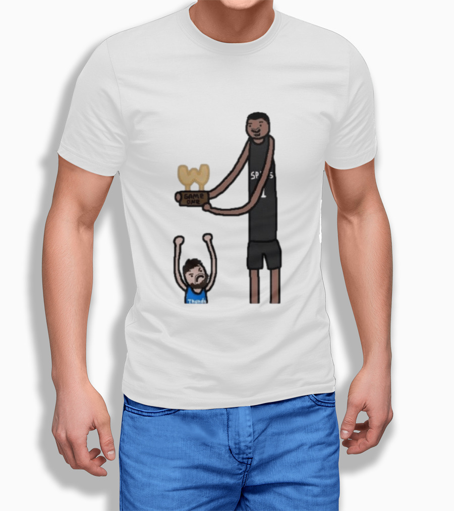 Spurs Victor Wembanyama Game One Vs Thunder Basketball Cartoon T-Shirt