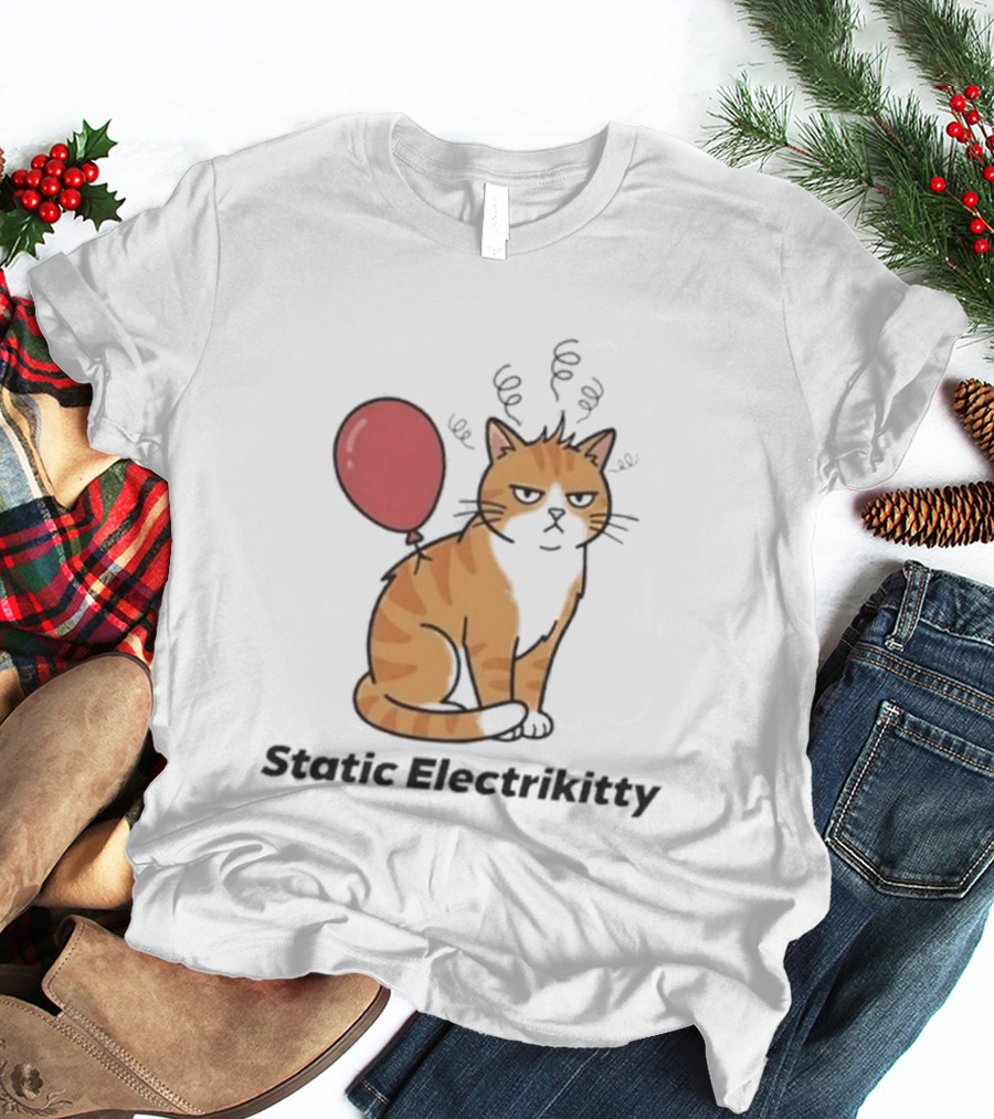 Static Electrikitty Cat With Balloon And Static Electricity T-Shirt