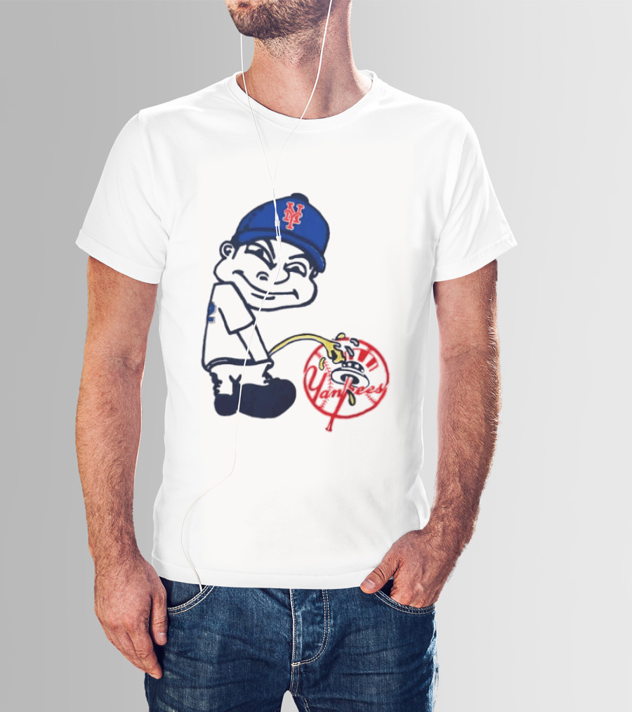 New York Mets Fans Rivalry Yankees Humorous Cartoon T-Shirt
