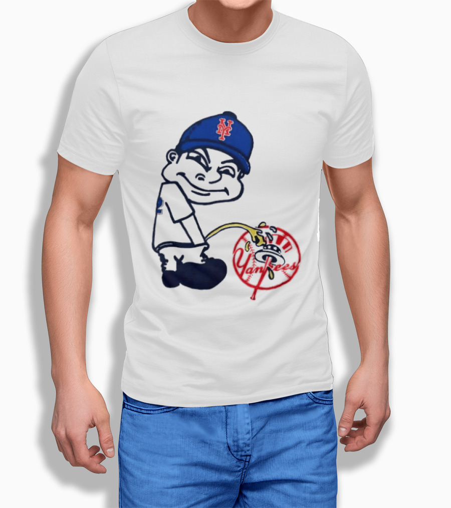 New York Mets Fans Rivalry Yankees Humorous Cartoon T-Shirt