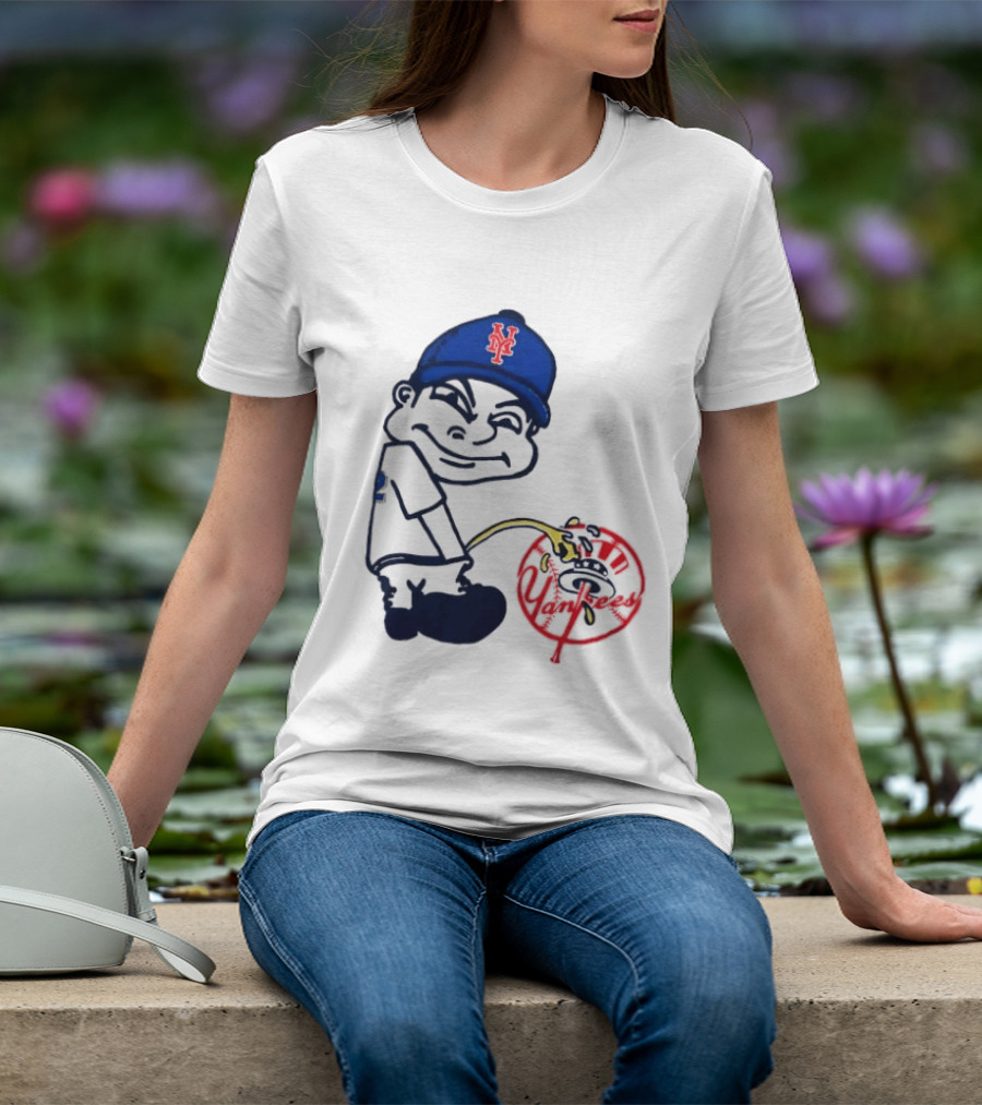 New York Mets Fans Rivalry Yankees Humorous Cartoon T-Shirt