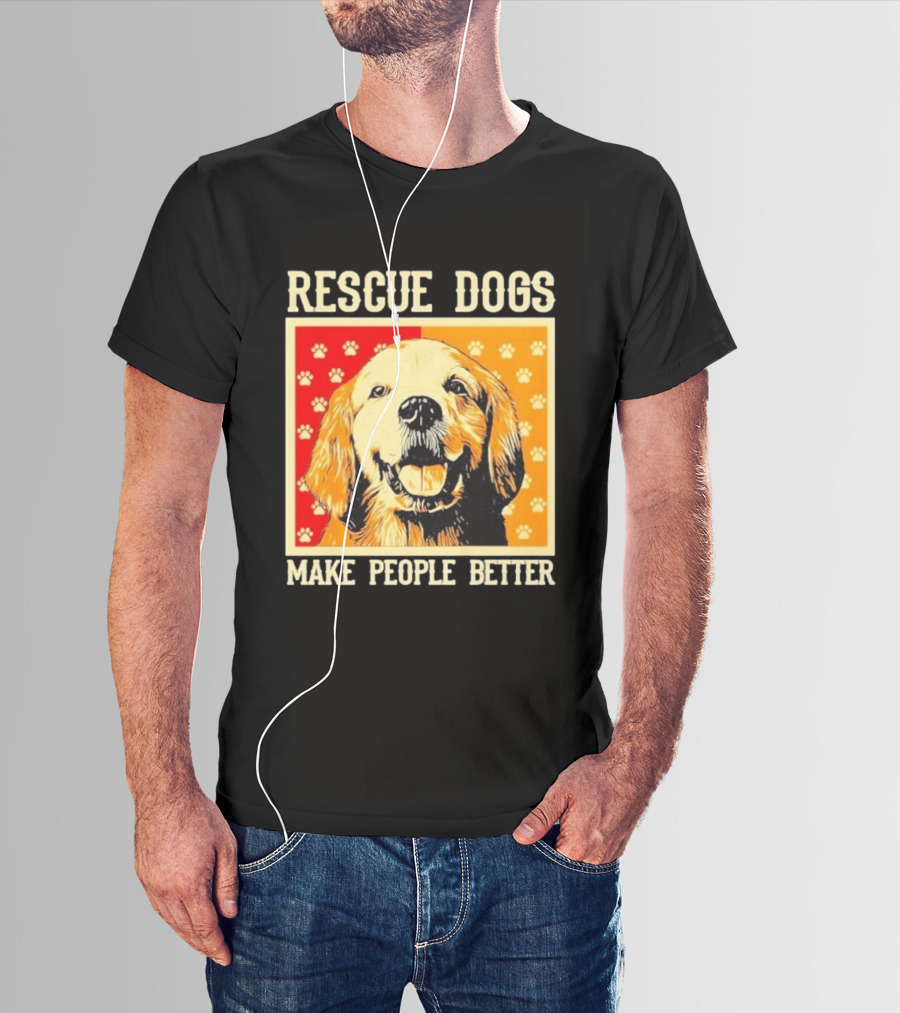 Rescue Dogs Make People Better Paw Print T-Shirt