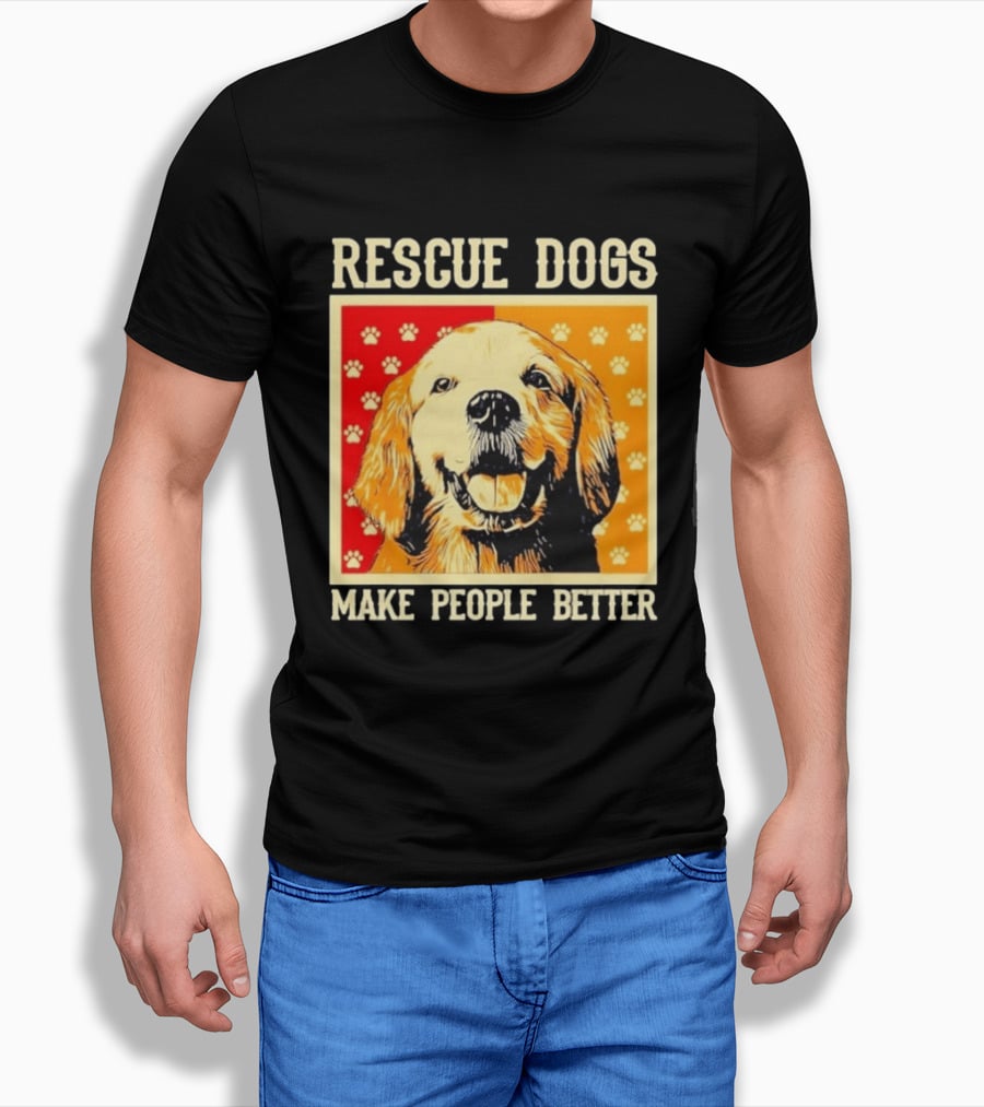 Rescue Dogs Make People Better Paw Print T-Shirt