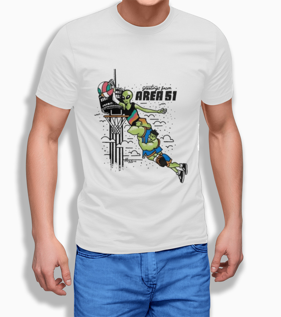 Victor Wembanyama Alien Greetings From Area 51 Basketball Dunk Scene T-Shirt
