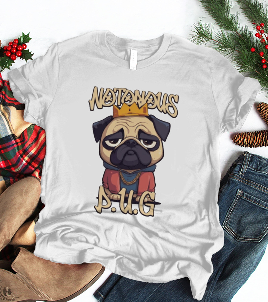 Notorious Pug Iconic Crowned Cartoon 90s Rap T-Shirt