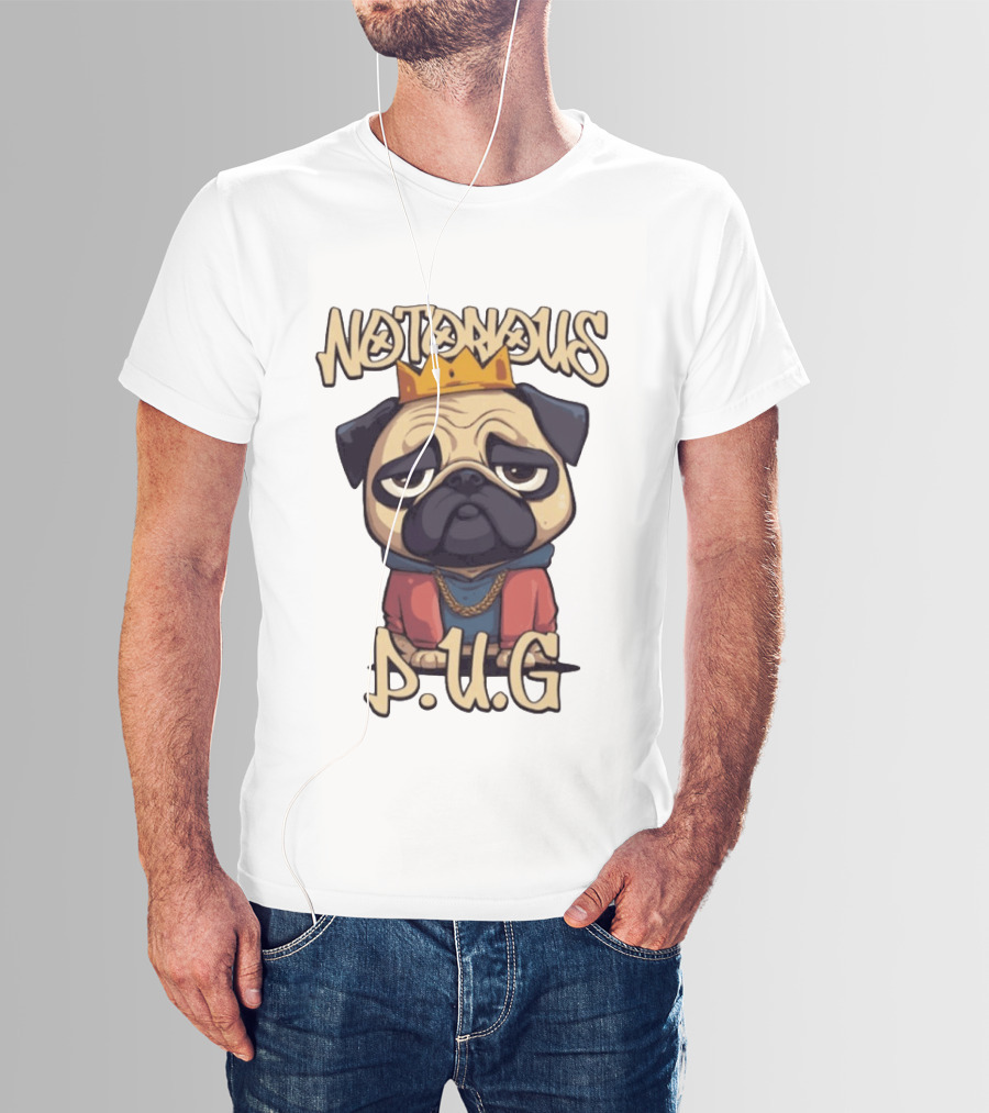 Notorious Pug Iconic Crowned Cartoon 90s Rap T-Shirt