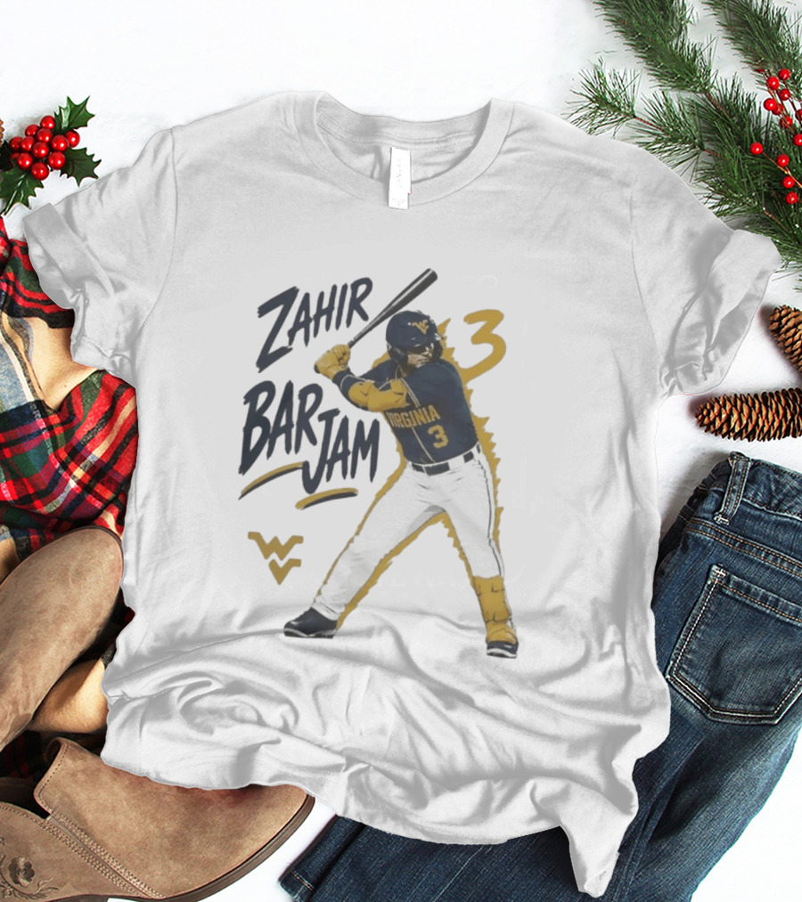 Zahir Barjam West Virginia Baseball Number 3 Sports Fan T-Shirt