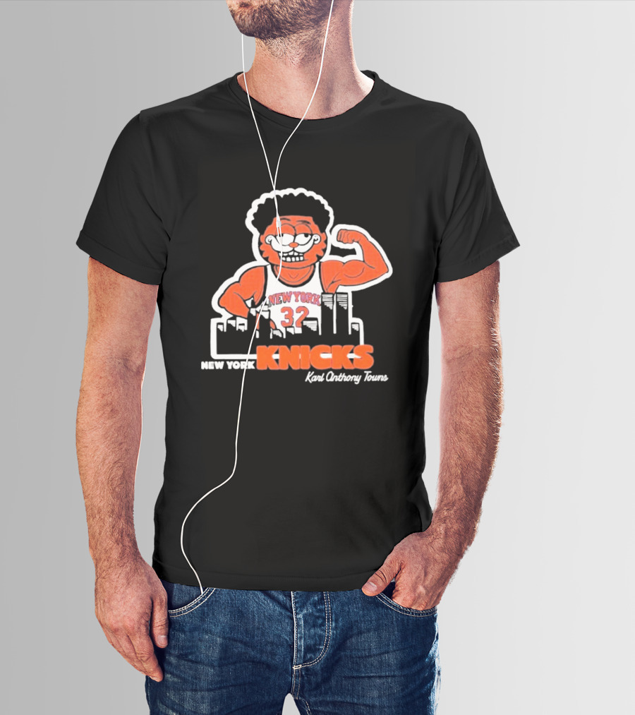 New York Knicks Karl Onthony Towns Cat Basketball Skyline 32 T-Shirt