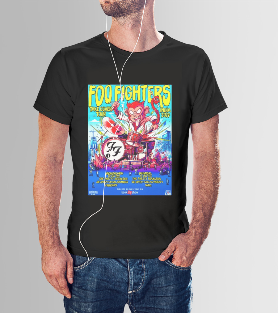 Foo Fighters Take Cover Tour India 2027 Bengaluru Mumbai The Pretty Reckless Die Spitz Alain Johannes Punkshit Still In Therapy Mali January 29 31 T-Shirt