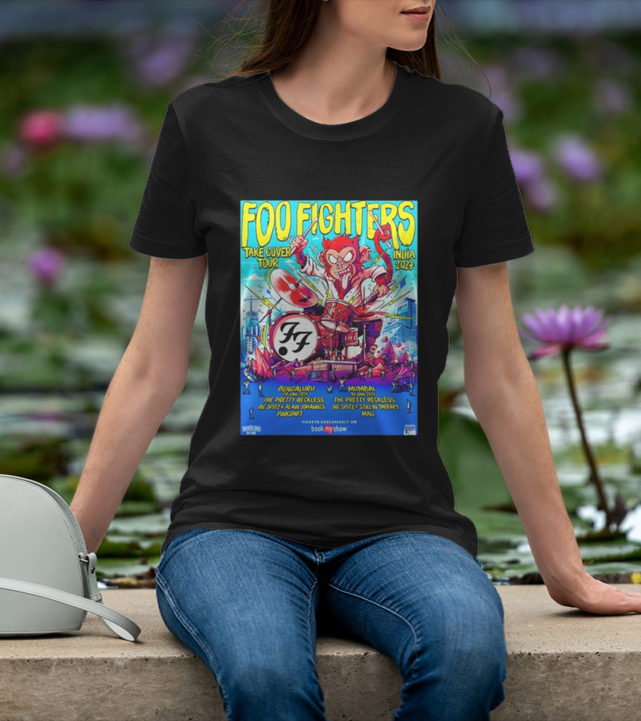 Foo Fighters Take Cover Tour India 2027 Bengaluru Mumbai The Pretty Reckless Die Spitz Alain Johannes Punkshit Still In Therapy Mali January 29 31 T-Shirt