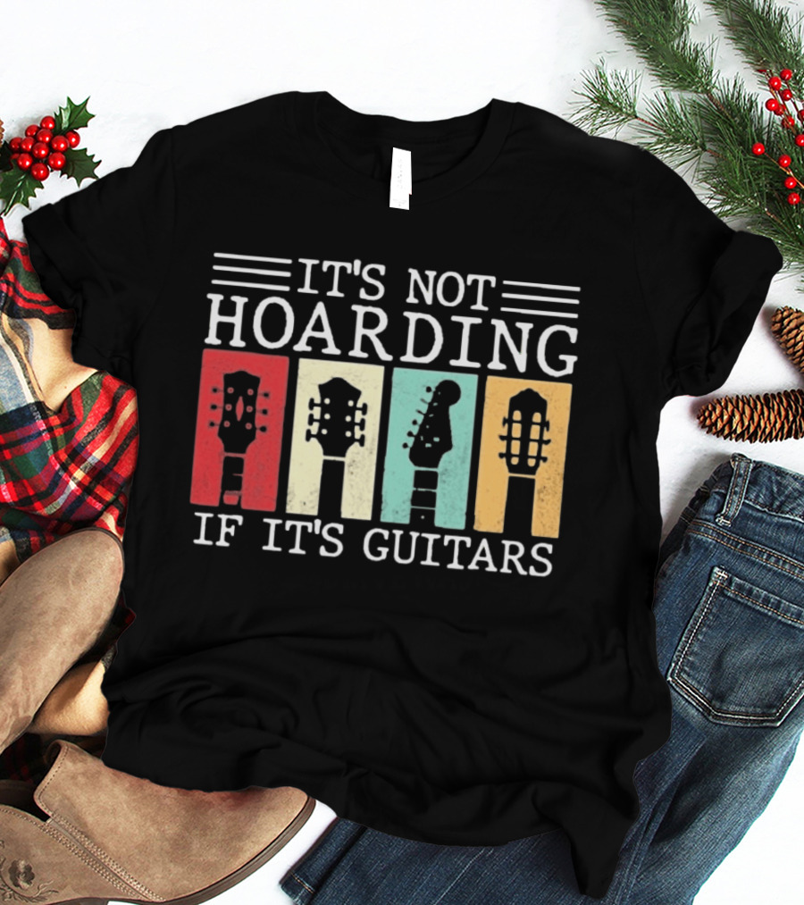 It's Not Hoarding If It's Guitars Headstock Collage T-Shirt