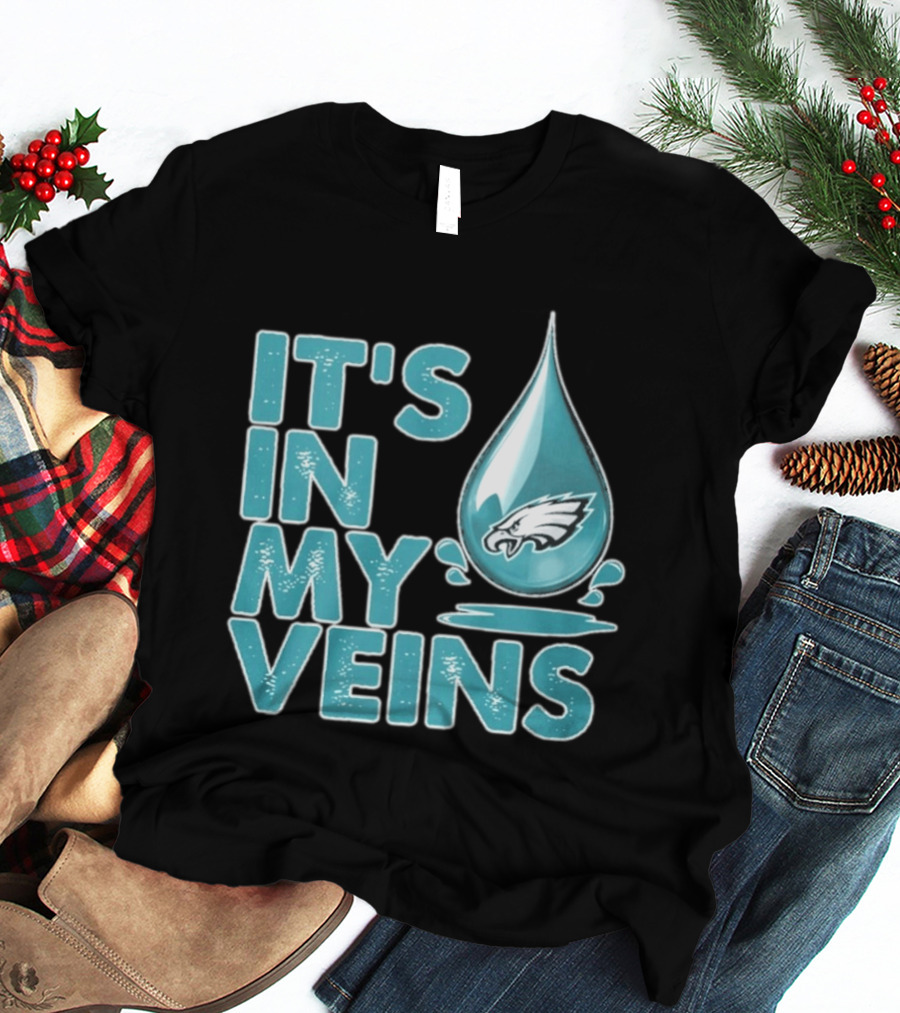 Philadelphia Eagles It's In My Veins Dripping Logo Fan Pride T-Shirt