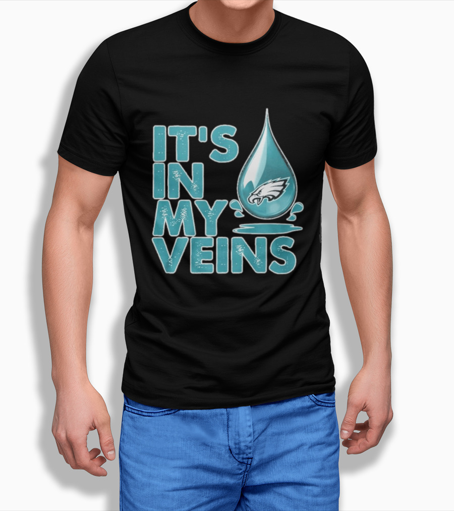 Philadelphia Eagles It's In My Veins Dripping Logo Fan Pride T-Shirt
