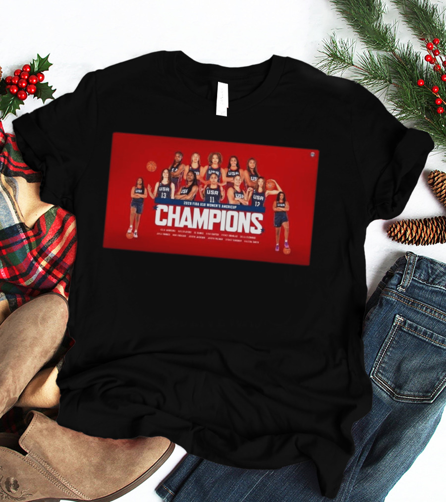 2026 FIBA U18 Women's AmeriCup Champions USA Victory Over Canada 90 72 For 12th Gold T-Shirt