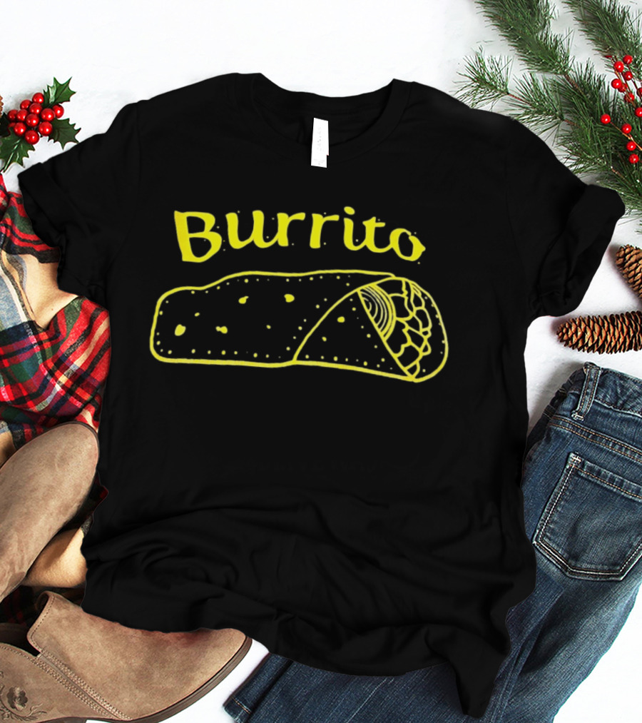 Burrito Sketch Yellow Food T-Shirt