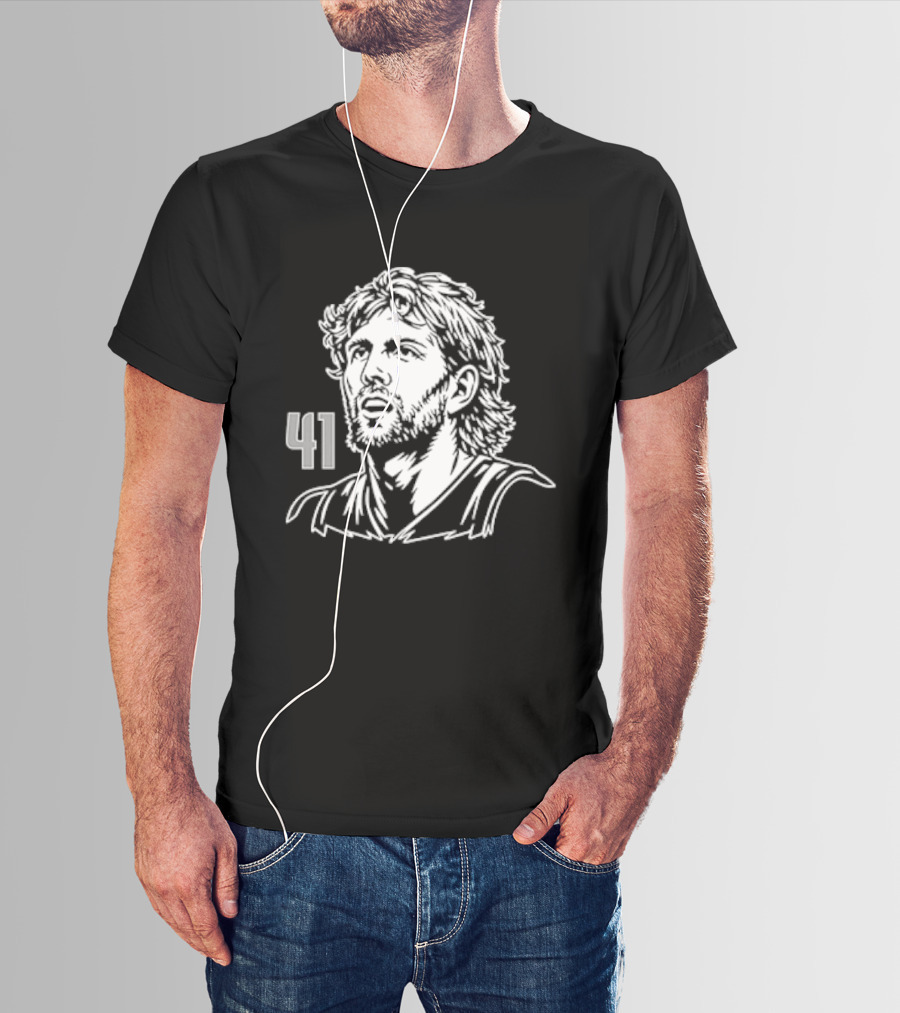 Dirk Nowitzki 41 Basketball Legend Sketch T-Shirt