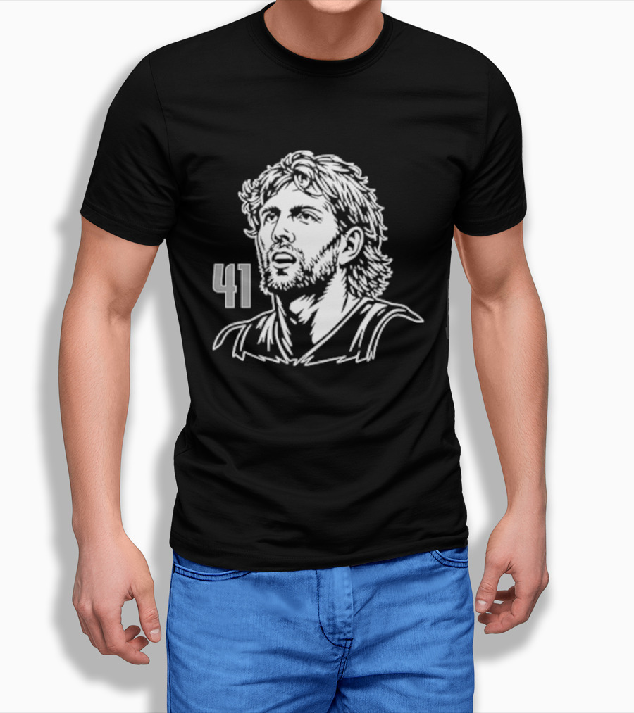 Dirk Nowitzki 41 Basketball Legend Sketch T-Shirt