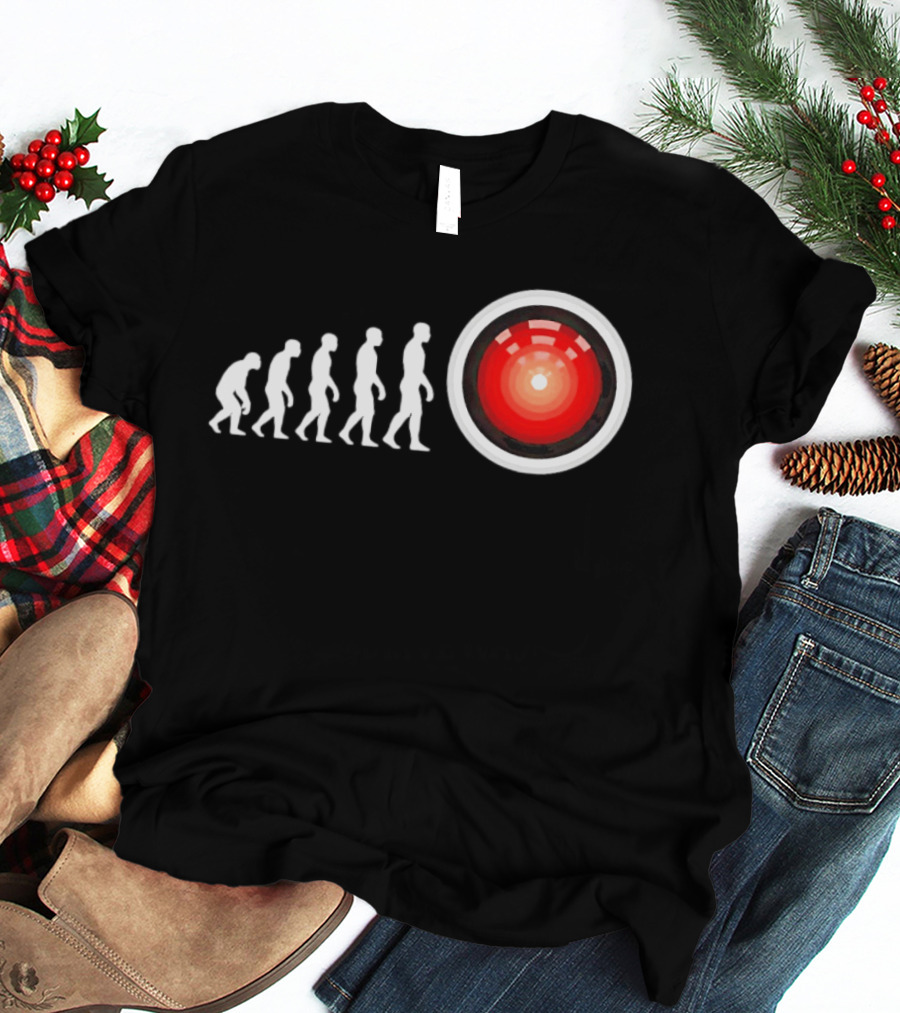 Human Evolution To HAL 9000 AI 2001 Space Odyssey Humor T-Shirt
