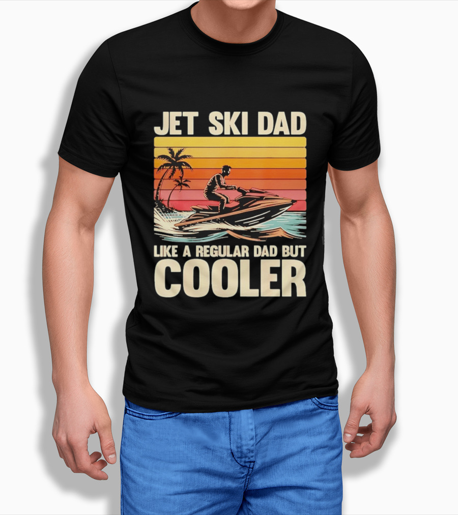 Jet Ski Dad Like A Regular Dad But Cooler Tropical Sunset Adventure T-Shirt