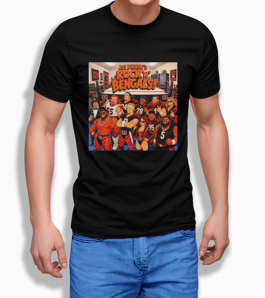 Joe Burrow's Rock 'N' Bengals Who Dey Cincinnati Bengals Born And Raised T-Shirt