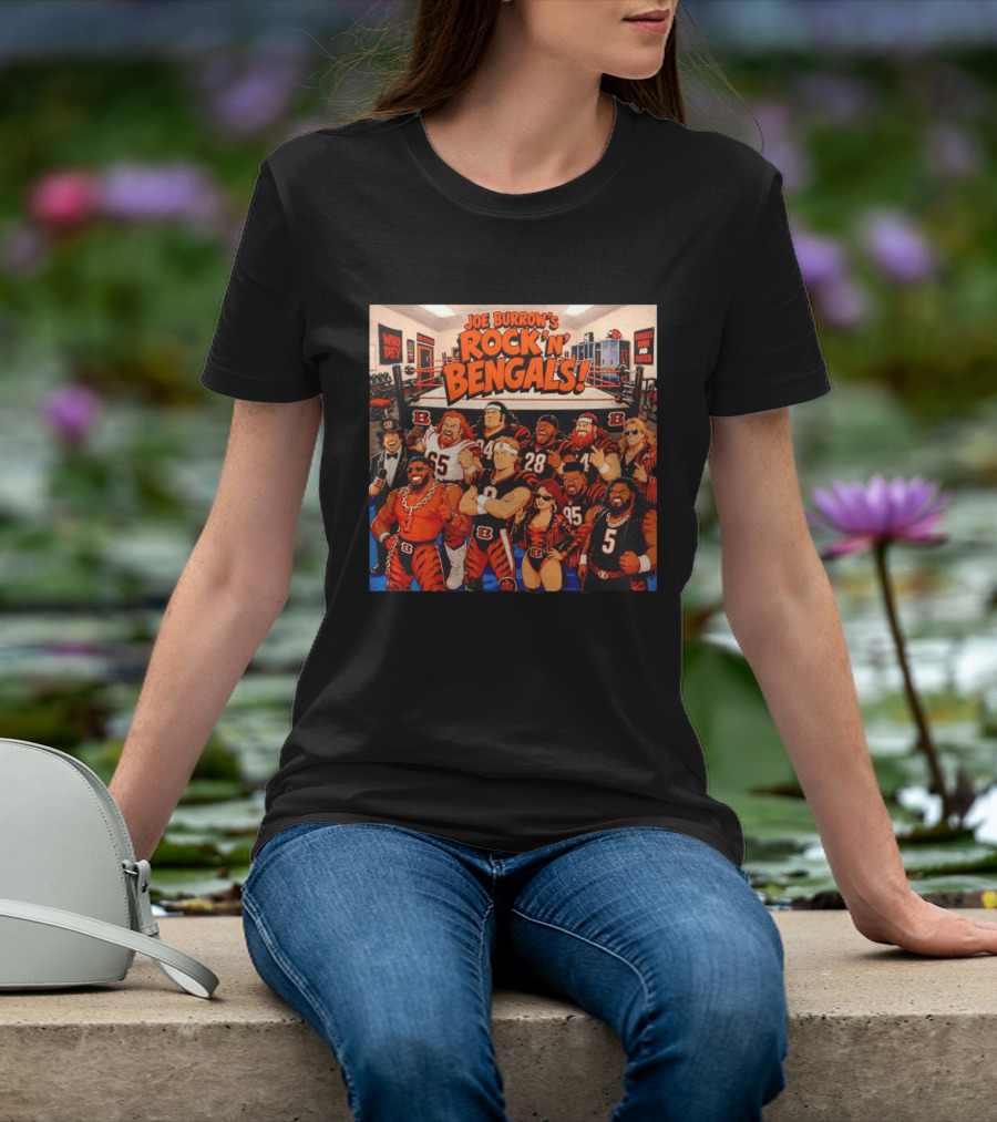 Joe Burrow's Rock 'N' Bengals Who Dey Cincinnati Bengals Born And Raised T-Shirt