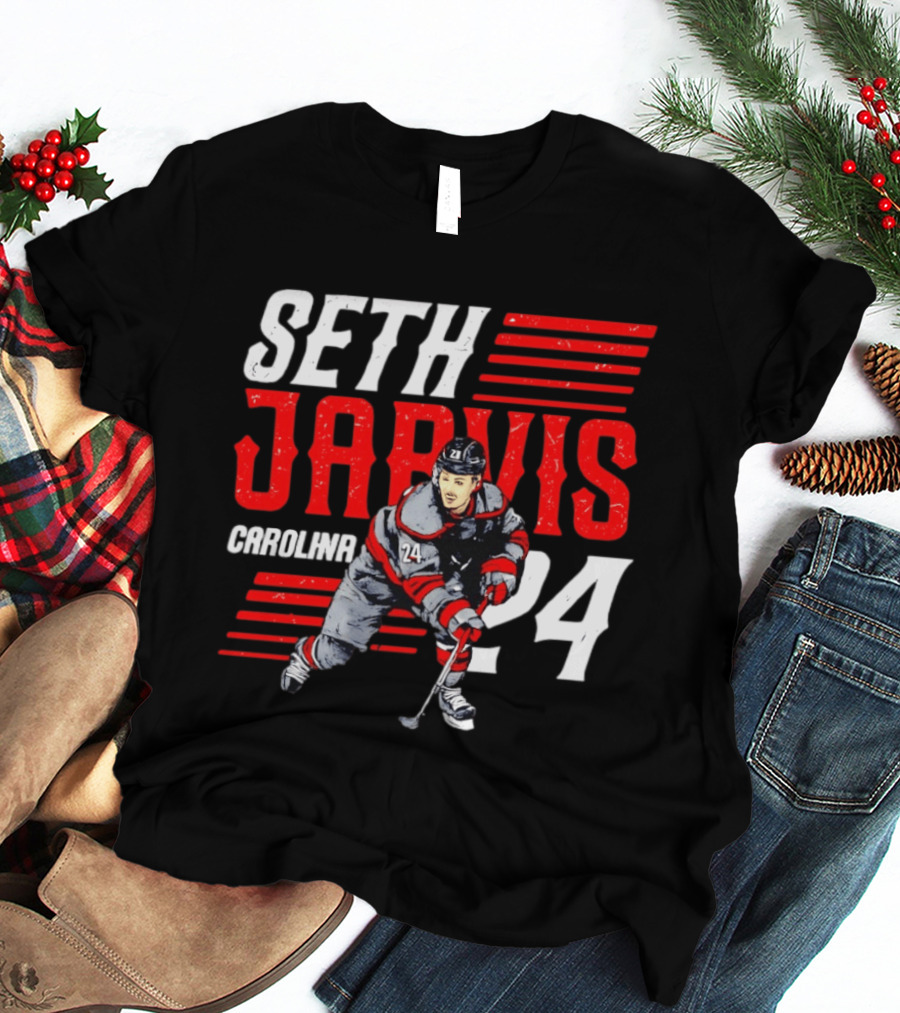 Seth Jarvis 24 Carolina Hurricanes Hockey Player T-Shirt