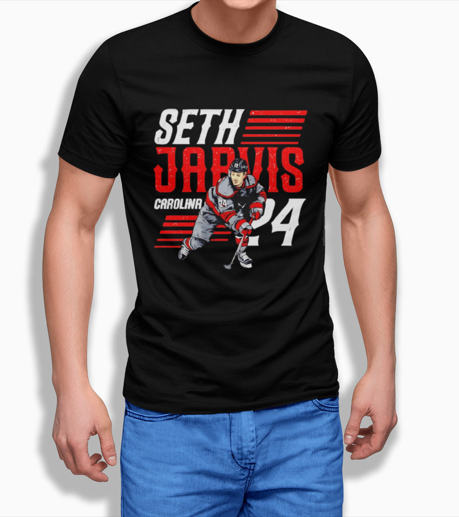 Seth Jarvis 24 Carolina Hurricanes Hockey Player T-Shirt