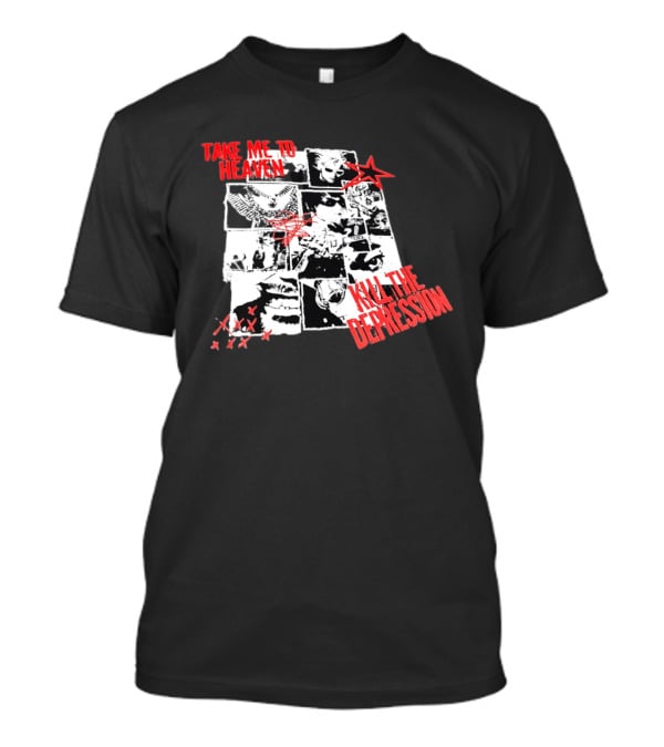 Take Me To Heaven Kill The Depression Kurt Cobain Nirvana Punk Rock Concert Collage T-Shirt