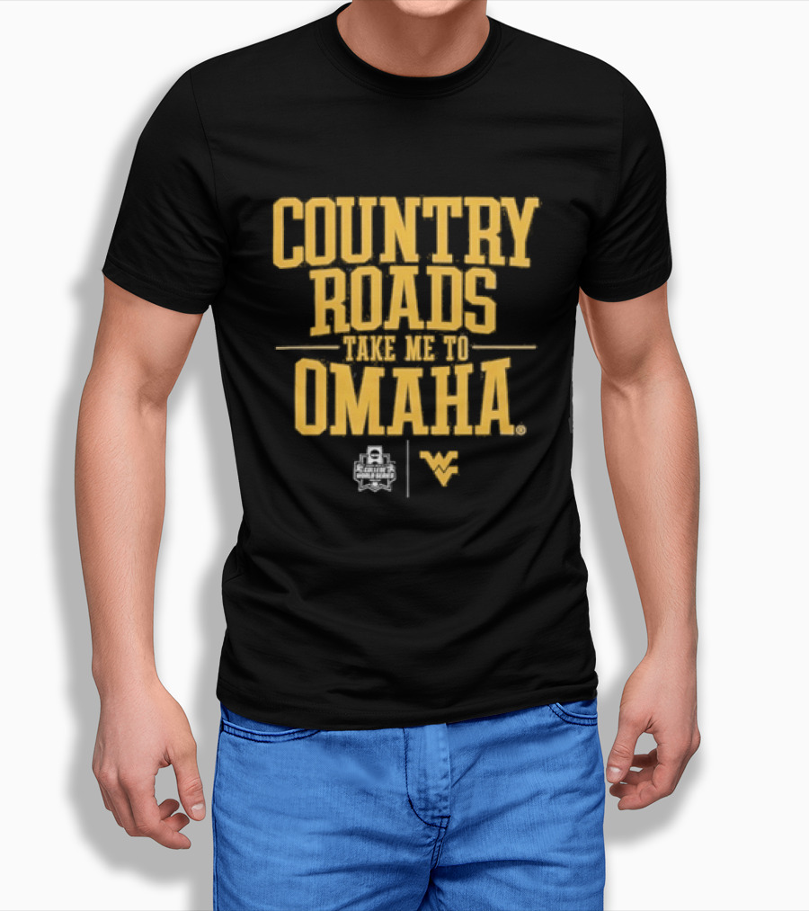 West Virginia Country Roads Take Me To Omaha Baseball T-Shirt