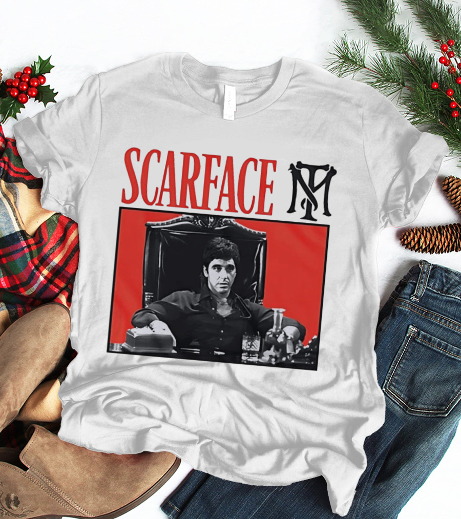 Scarface Tony Montana Al Pacino Iconic Scene Red T-Shirt